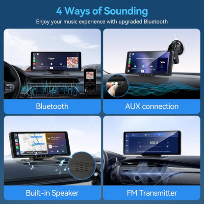 Portable Carplay Screen for Car, 10" Wireless Carplay & Android Auto Car Play Touchscreen with 1080P Backup Camera,Gps Navigation,Voice Control,5.0 Bluetooth (10Inch)