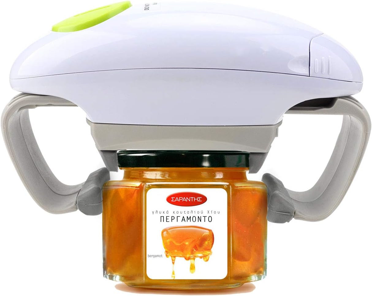Electric Jar Opener, Kitchen Gadget Strong Tough Automatic Jar Opener for New Sealed Jars,The Hands Free Jar Opener with Less Effort to Open (White)