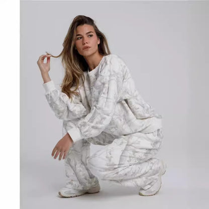 Camouflage Maple Leaf Hoodie Set Women